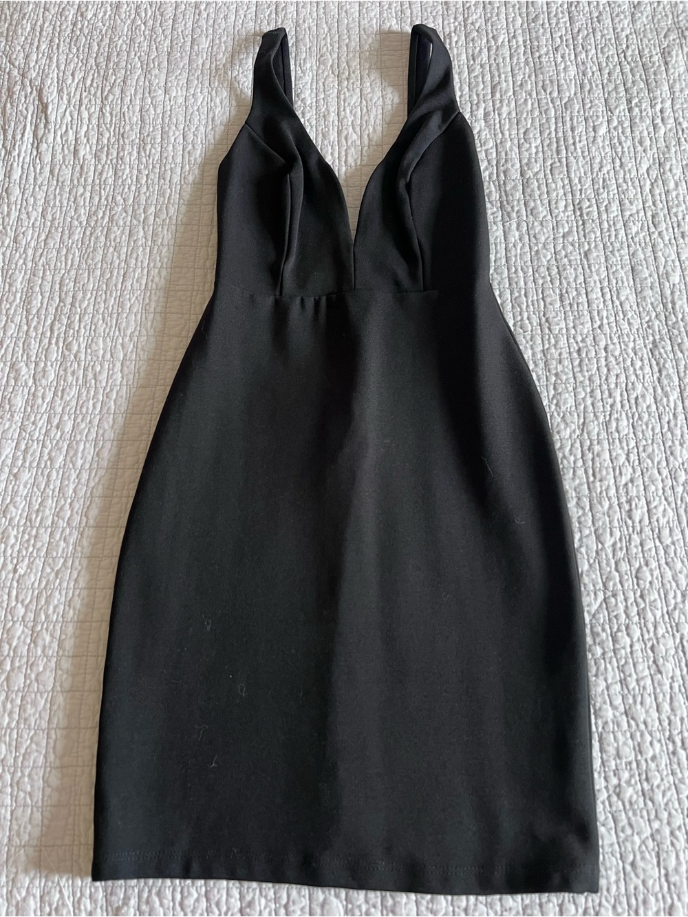 Lulu's Sleek Black Plunge Mini Dress